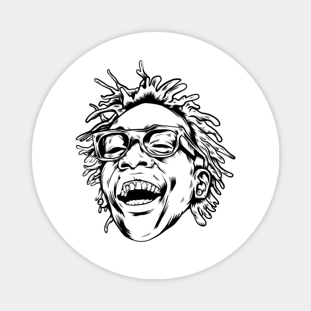 Cool laugh out loud dude with perfect teeth illustration Magnet by slluks_shop